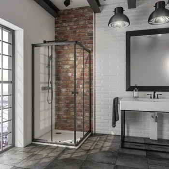 750-900x750-900 mm, 1800 mm, Noir mat, Transparent