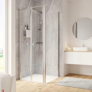 800x800 mm, 2000 mm, Aspect chromé, Transparent anticalcaire, Côté du montage: gauche / SW droite