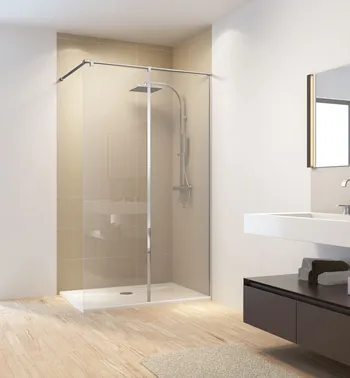 1200 mm, 2000 mm, Aspect chromé, Transparent anticalcaire, Côté du montage: gauche