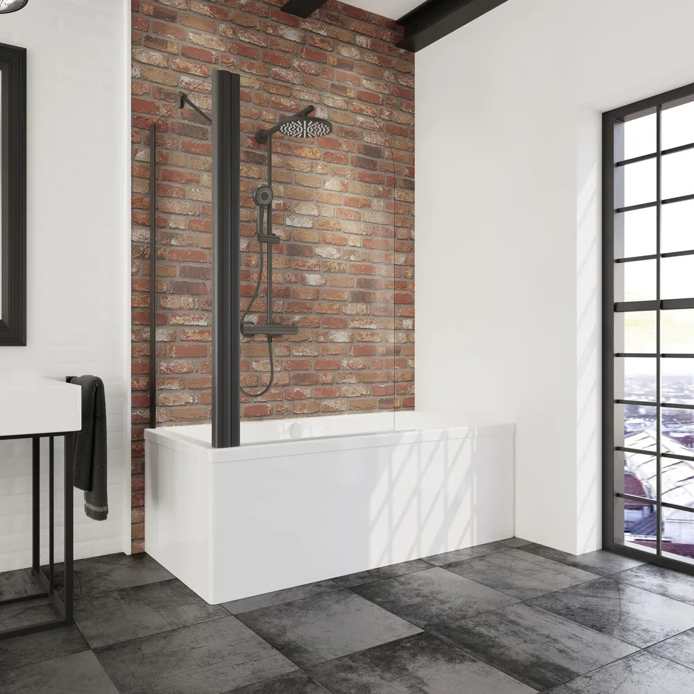 700x800 mm, 1400 mm, Noir mat, Transparent anticalcaire