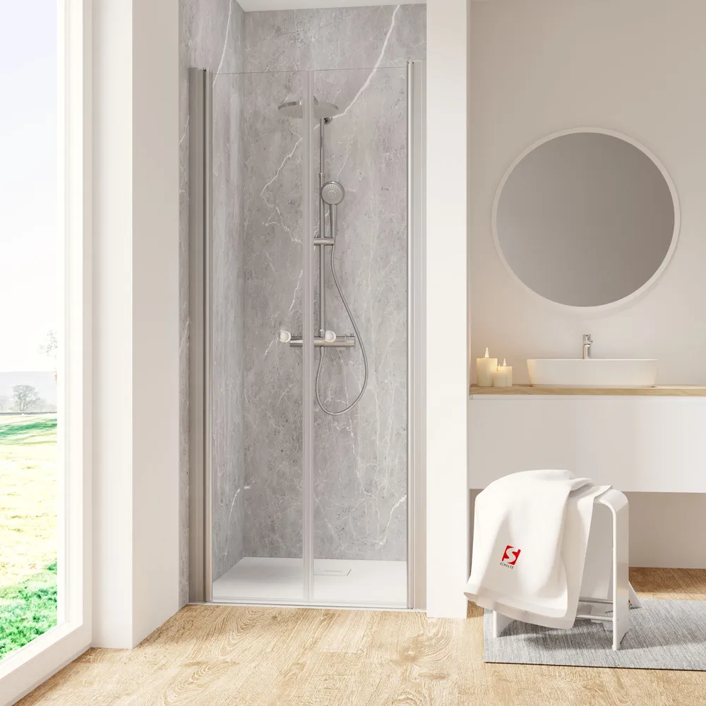 900 mm, 2000 mm, Alu argenté, Transparent anticalcaire, Côté du montage: droite / gauche