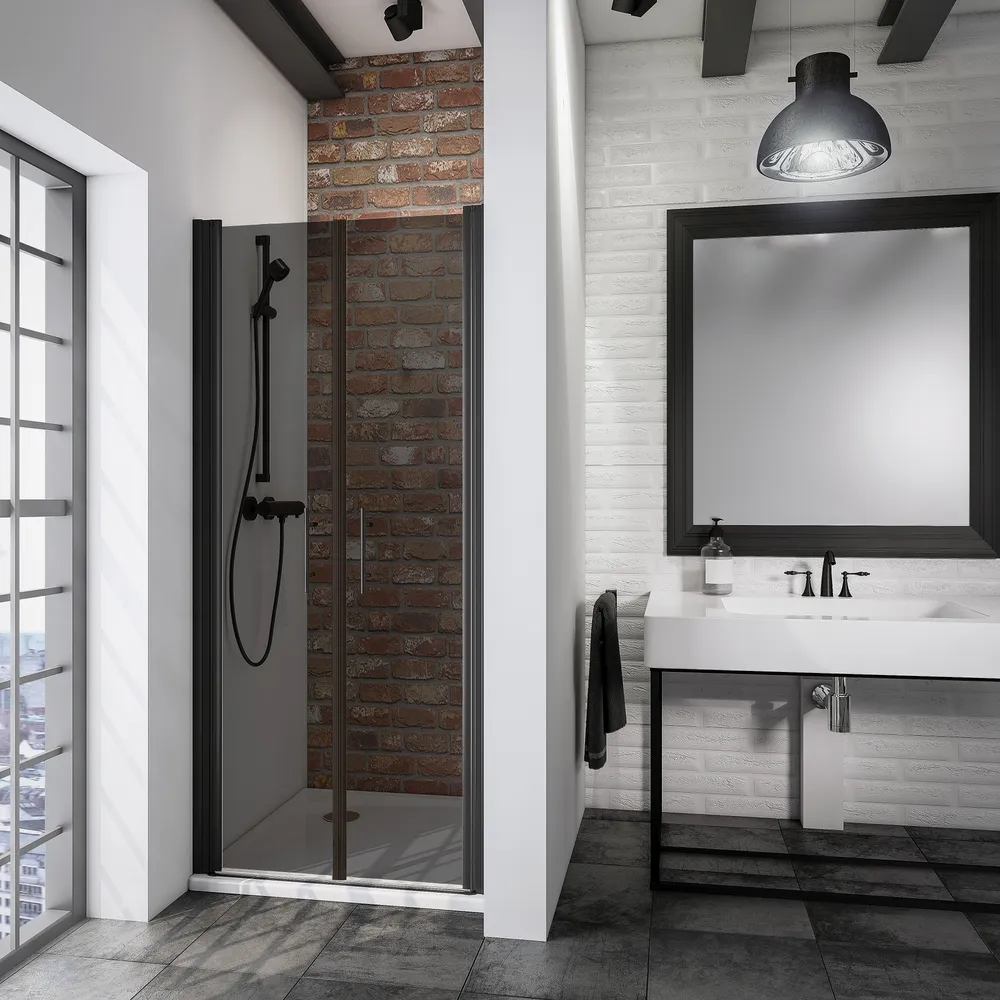 600-1200 mm, Noir mat, Fumé anthracite anticalcaire, Côté du montage: droite / gauche