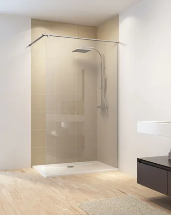 1000 mm, 2000 mm, Aspect chromé, Transparent anticalcaire, Côté du montage: droite