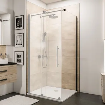 800 mm, 2000 mm, Noir mat, Transparent anticalcaire