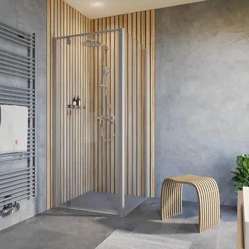 800x800 mm, 2000 mm, Alu argenté, Transparent, Côté du montage: droite / gauche