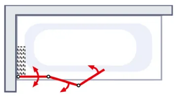 550-1250 mm, Charnière ovale, Aspect chromé, Transparent anticalcaire
