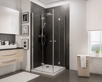 800x800 mm, 1920 mm, Charnière, Aspect chromé, Transparent anticalcaire