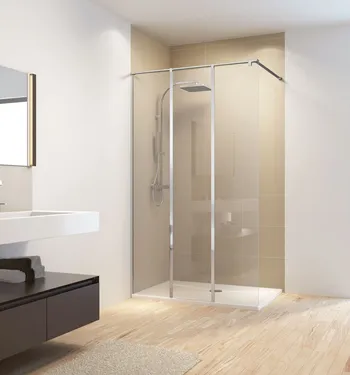 1200 mm, 2000 mm, Aspect chromé, Transparent anticalcaire, Côté du montage: droite