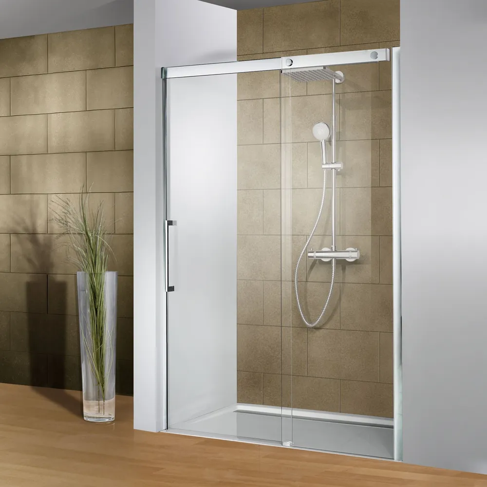 1200 mm, 2000 mm, Aspect chromé, Transparent, Élément fixe: droite