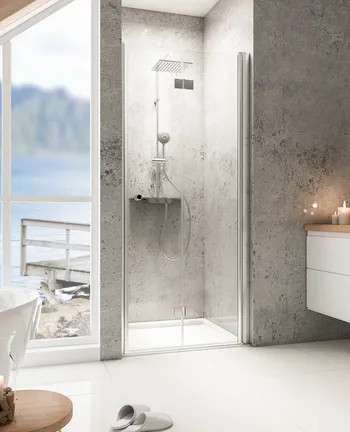 800 mm, 2000 mm, Charnière, Alu argenté, Transparent, Côté du montage: droite