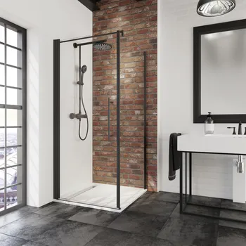 900x900 mm, 1920 mm, Noir mat, Transparent anticalcaire