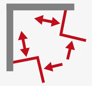 1000x1000 mm, 1920 mm, Charnière, Alu argenté, Transparent