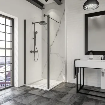 mm, Noir mat, Transparent anticalcaire, Côté du montage: gauche