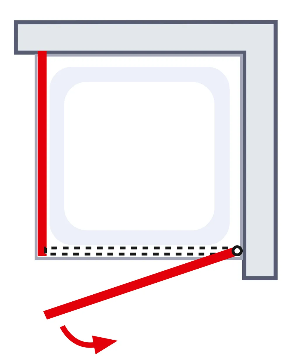 900x900 mm, 1800 mm, Blanc, Transparent