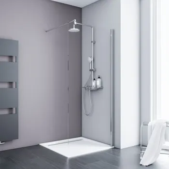 500-1400 mm, Aspect chromé, Transparent anticalcaire, Côté du montage: gauche