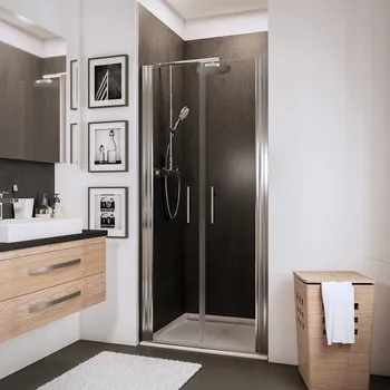 800 mm, 1920 mm, Aspect chromé, Transparent anticalcaire, Côté du montage: droite / gauche