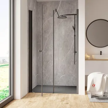 1200 mm, 2000 mm, Noir mat, Transparent, Côté du montage: gauche