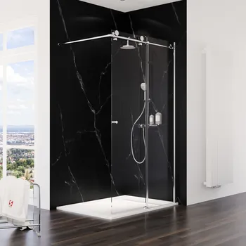 1200 mm, 2000 mm, Aspect chromé, Transparent, Élément fixe: droite / gauche