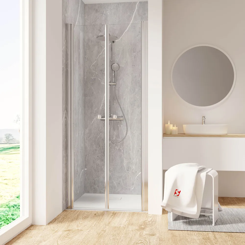 1000 mm, 2000 mm, Aspect chromé, Transparent anticalcaire, Côté du montage: droite / gauche