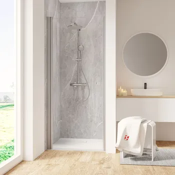 750 mm, 2000 mm, Alu argenté, Transparent anticalcaire, Côté du montage: gauche