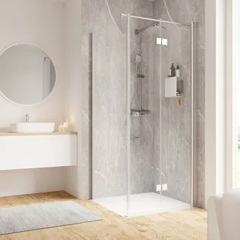 900x900 mm, 2000 mm, Charnière, Alu argenté, Transparent anticalcaire, Côté du montage: droite / SW gauche