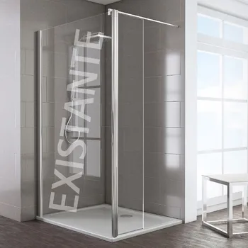 350 mm, 1950 mm, Aspect chromé, Transparent anticalcaire, Côté du montage: droite / gauche