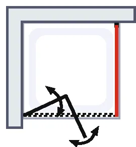 800 mm, 2000 mm, Charnière, Aspect chromé, Transparent, Côté du montage: gauche