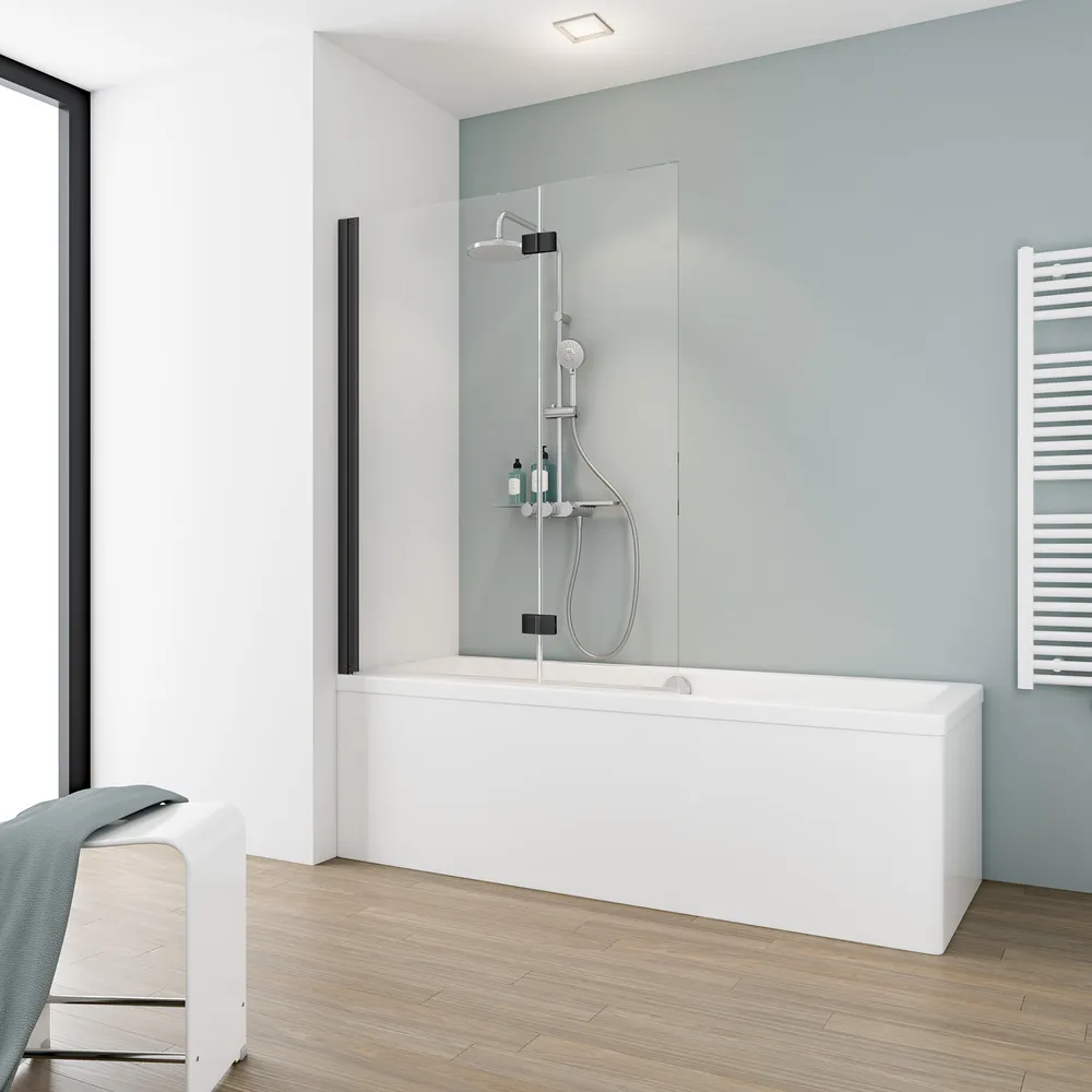 1040 mm, 1300 mm, Charnière, Noir mat, Transparent