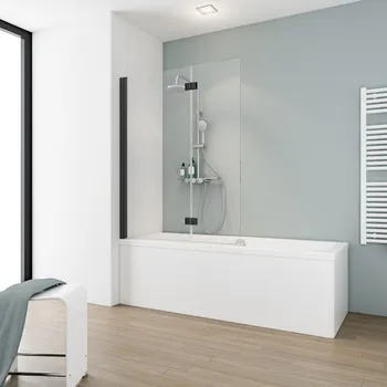 1040 mm, 1300 mm, Charnière, Noir mat, Transparent